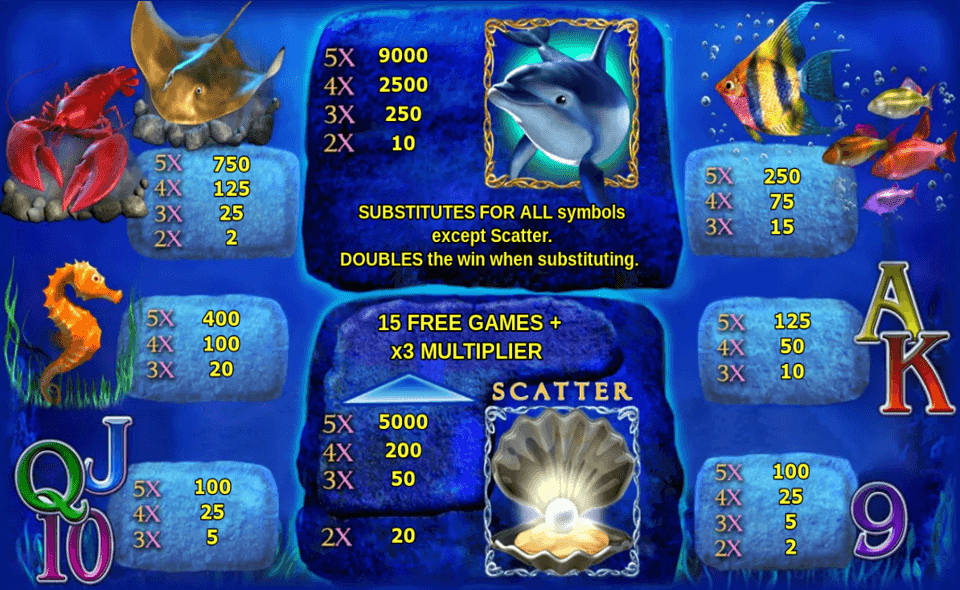 dolphins pearl deluxe paytable