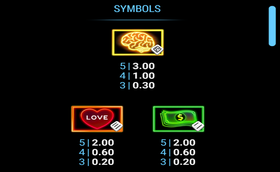 dopamine rush dice paytable 1