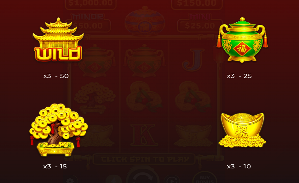 dragon fortune coins hold and win paytable 1