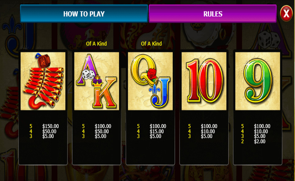 dragon lines paytable2