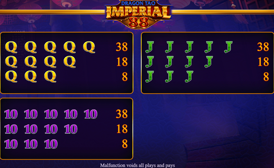 dragon tao imperial 88 paytable 3
