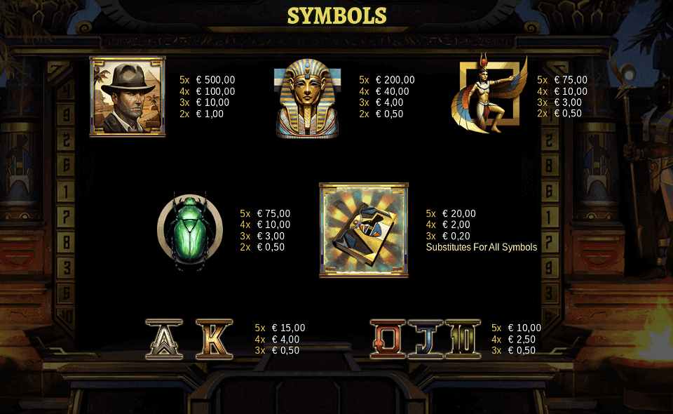 ed jones and book of seth paytable