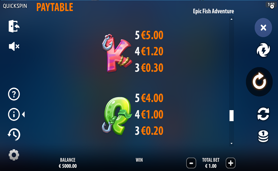 epic fish adventure paytable 5