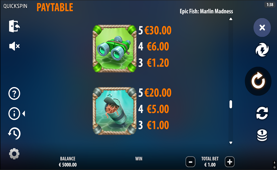 epic fish marlin madness paytable 3