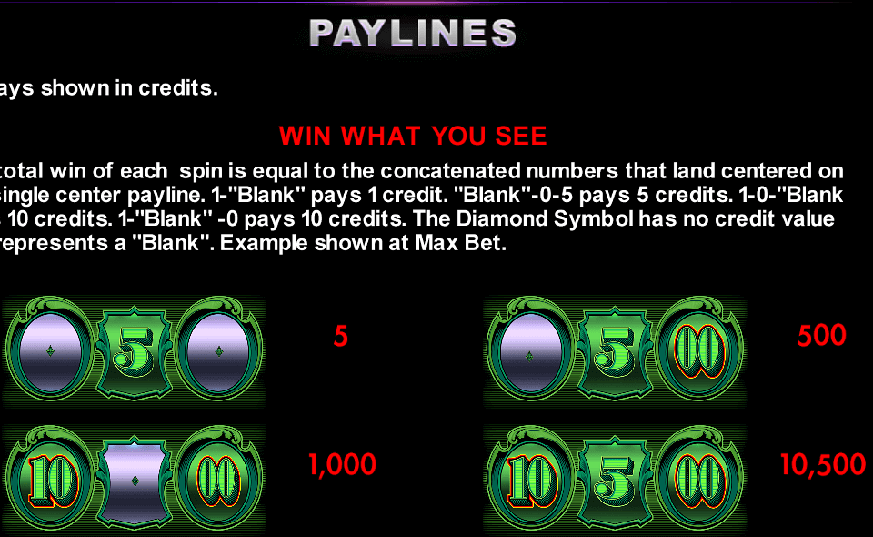 everi cash machine paytable