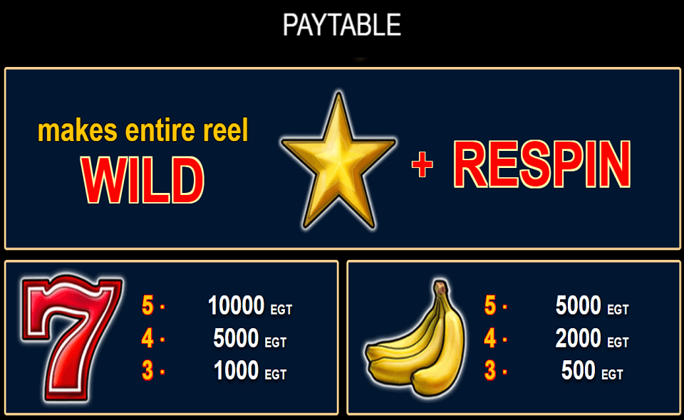 extra stars paytable