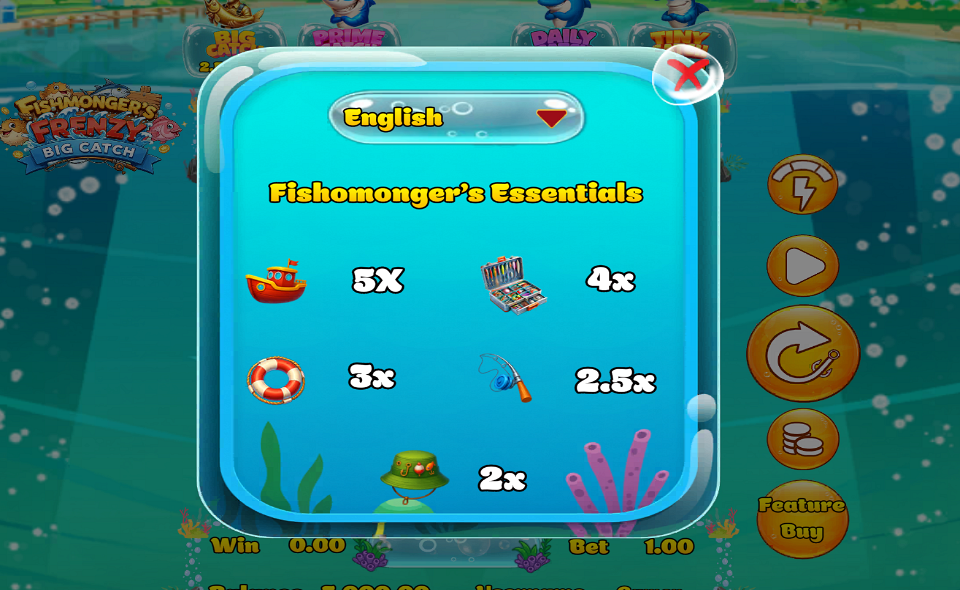 fishmongers frenzy big catch paytable 3