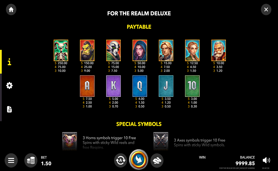 for the realm deluxe paytable