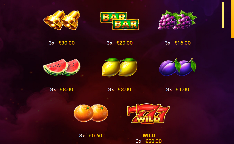 fortune love paytable 1