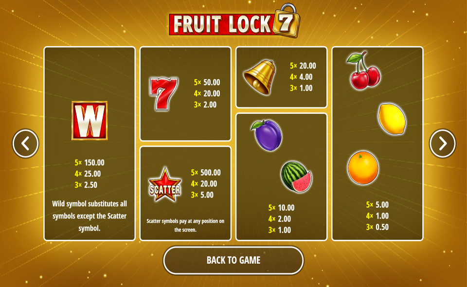 fruit lock 7 paytable 1