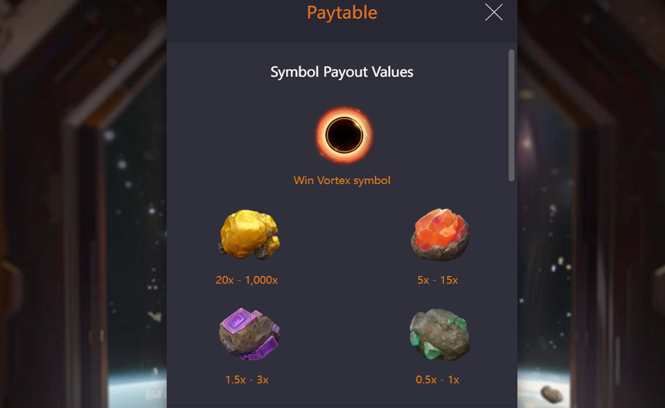 galaxy miner paytable