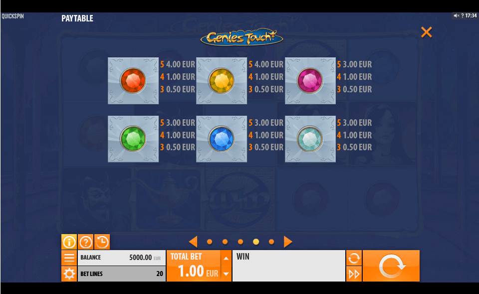 genies touch paytable 2