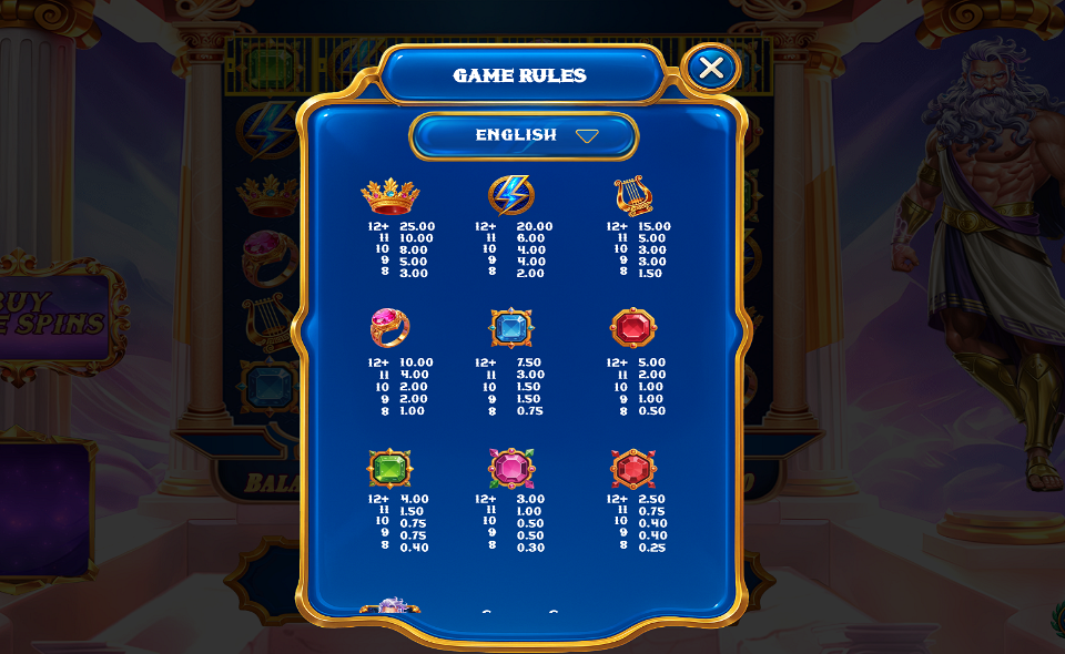 glory of olympus unlocked paytable 1