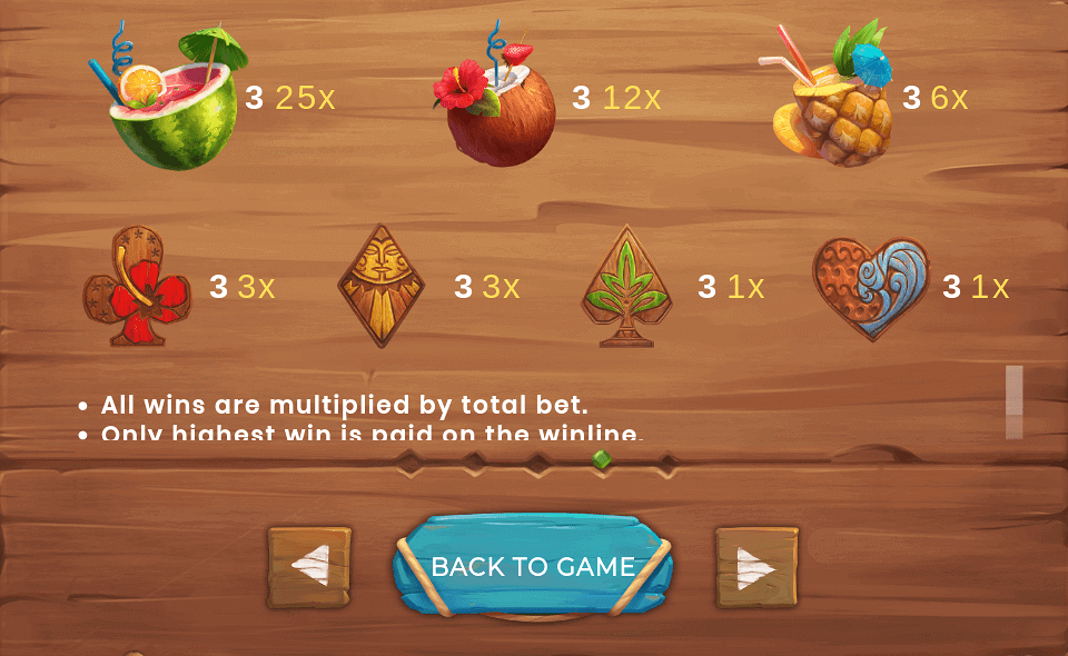 hawaiian fever paytable