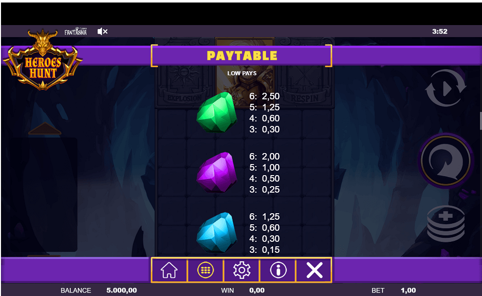 heroes hunt paytable3
