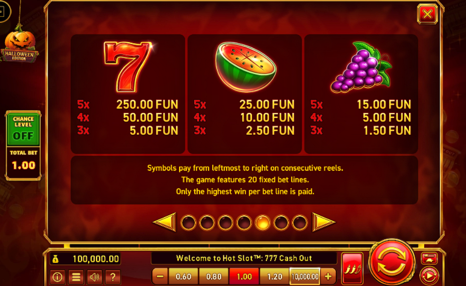 hot slot 777 cash out halloween edition paytable 1