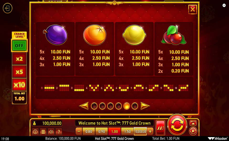 hot slot 777 gold crown paytable 2