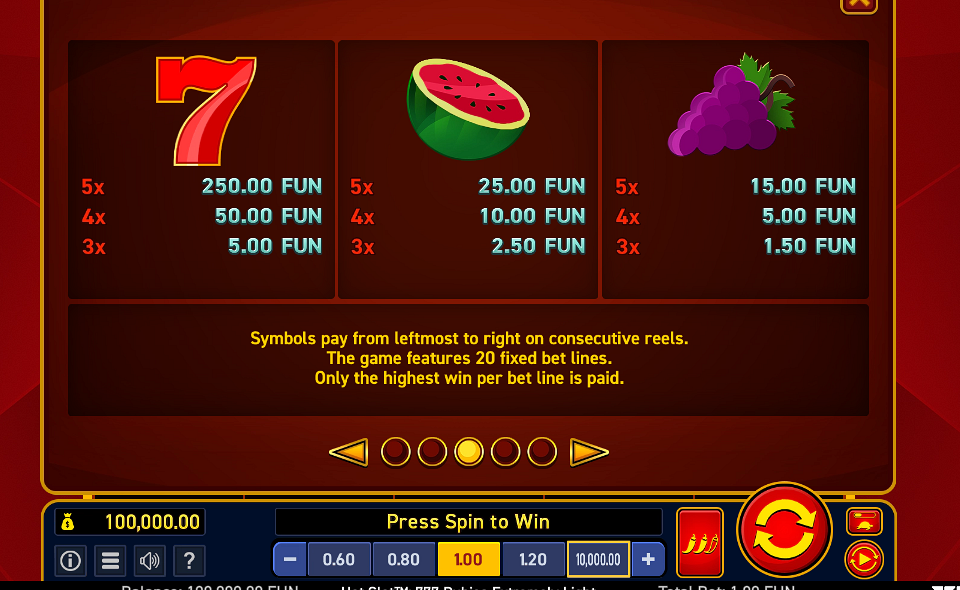 hot slot 777 rubies extremely light paytable 1