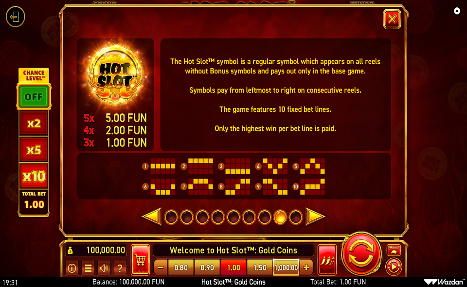 hot slot gold coins hot paytable