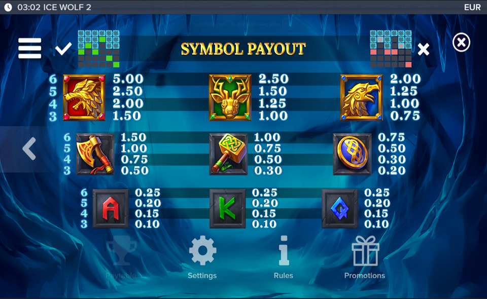 ice wolf 2 paytable