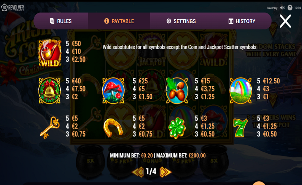 irish coins christmas paytable