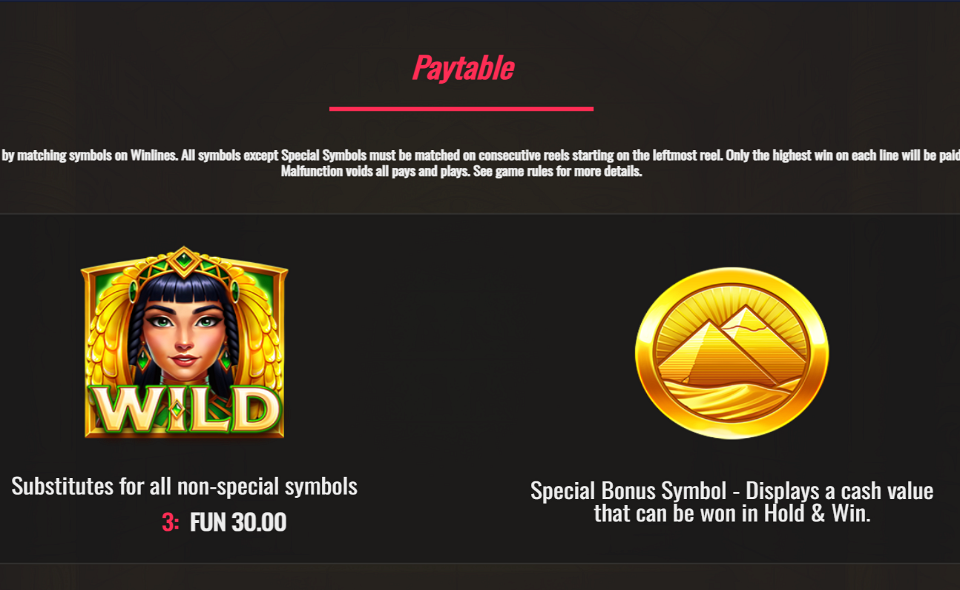 iron dog studio cleopatras fortune paytable 5