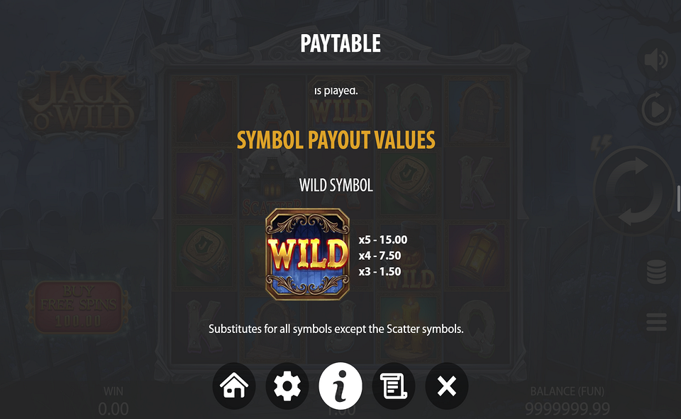 jack o wild paytable 1