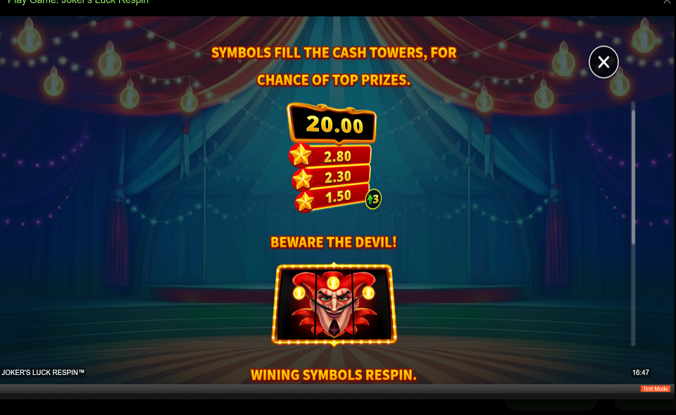 jokers luck respin paytable 1