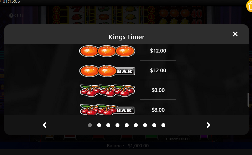 kings timer paytable 4