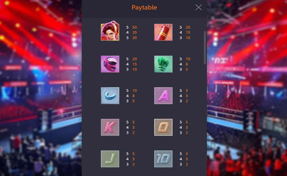 knockout riches paytable