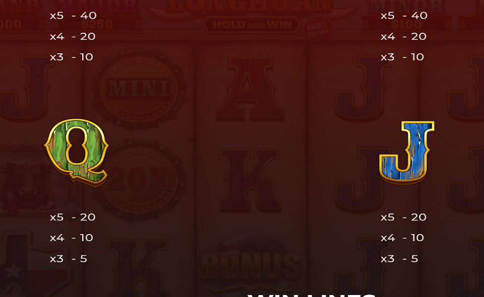 lone star longhorn xmas edition hold and win paytable 3