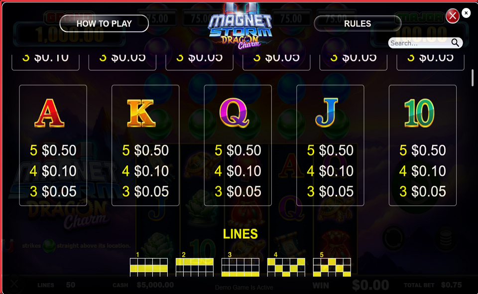 magnet storm dragon charm paytable 3