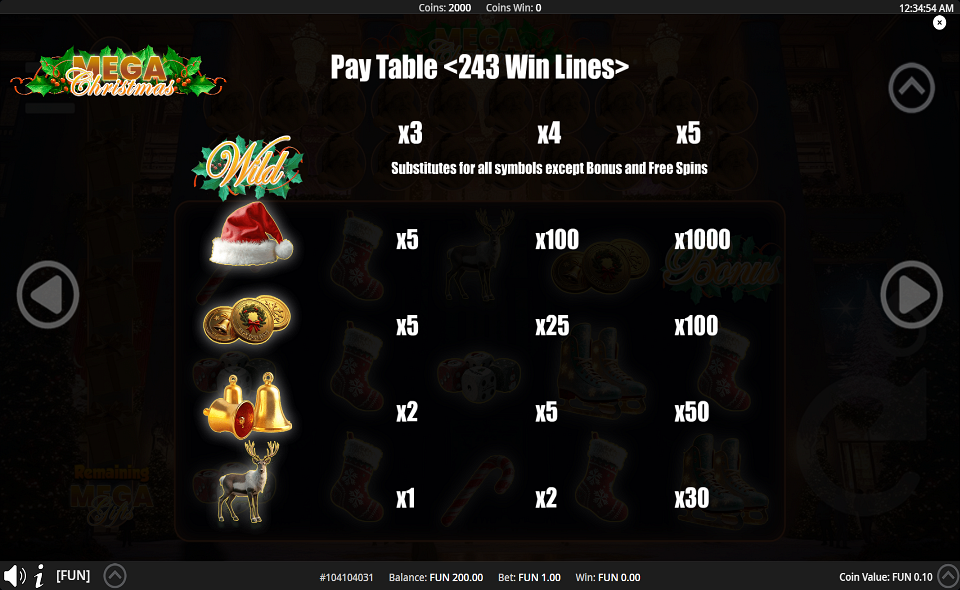 mega christmas paytable 1