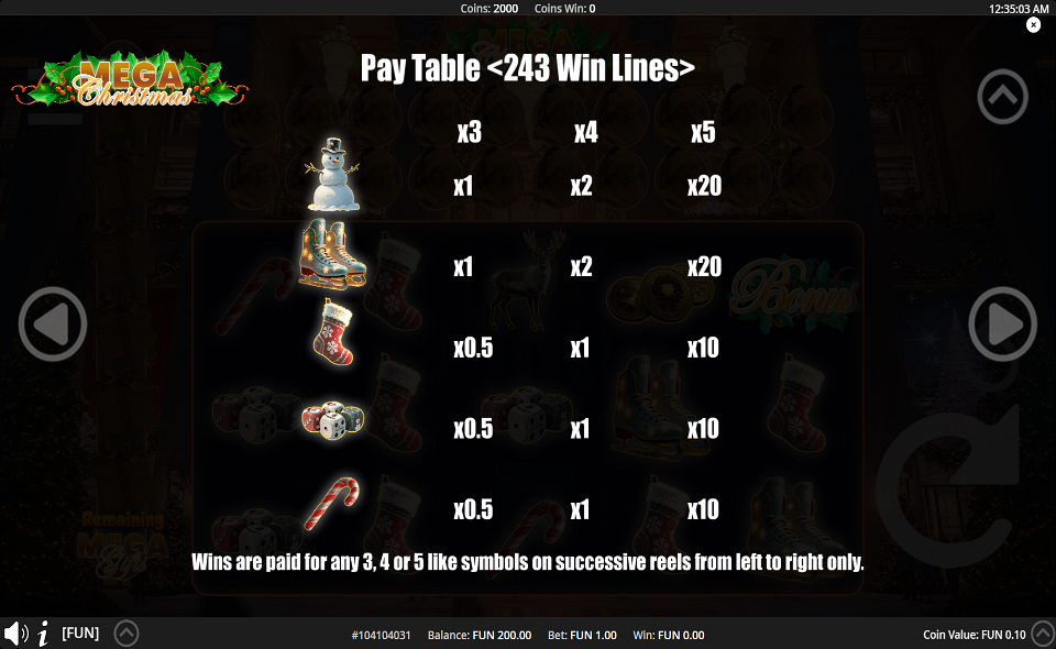 mega christmas paytable 2