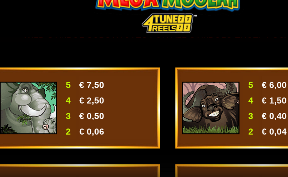 mega moolah 4tune reels paytable 3