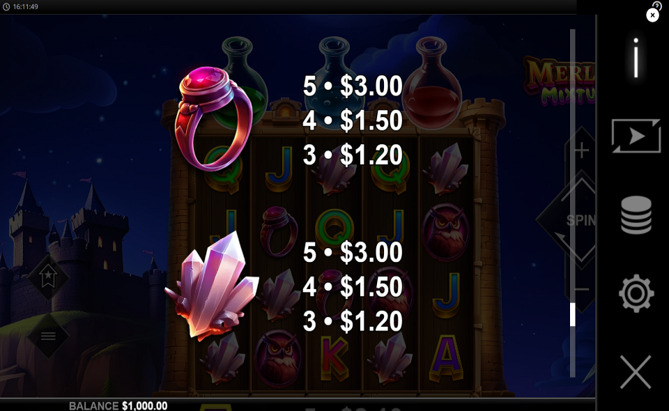 merlins mixtures paytable 3