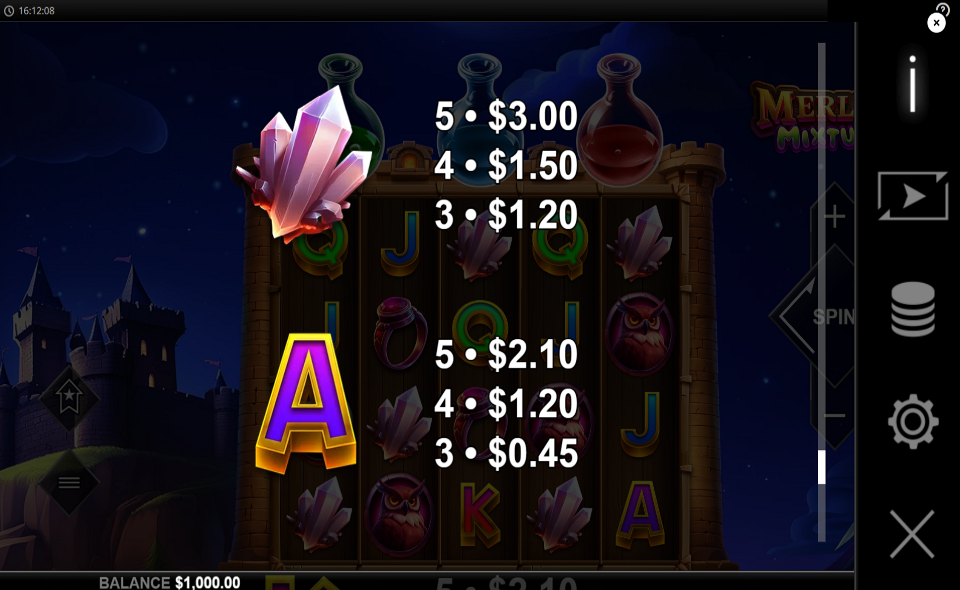 merlins mixtures paytable 4