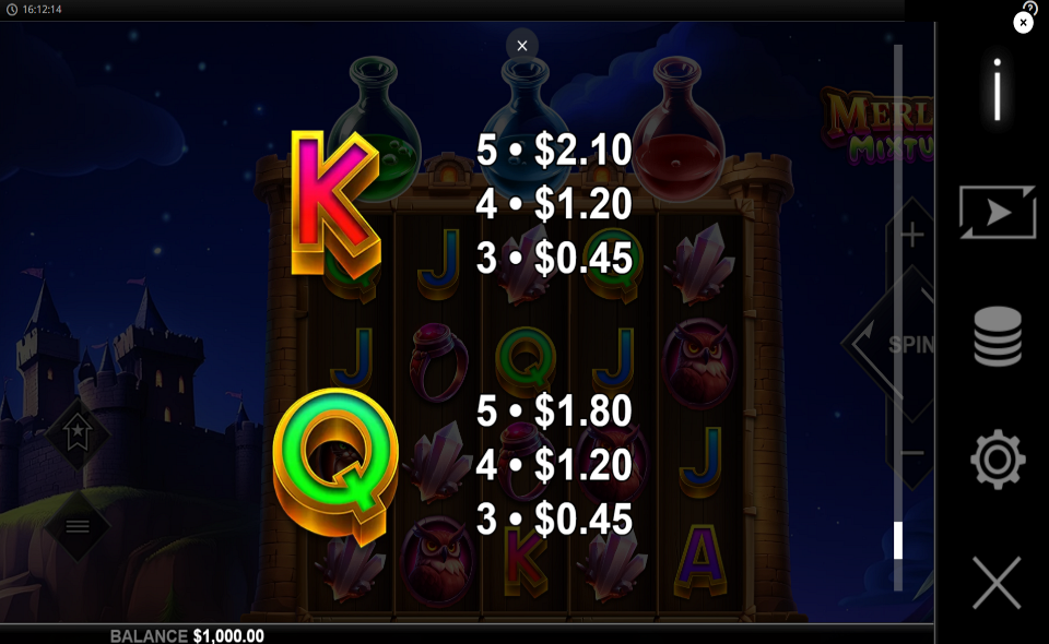 merlins mixtures paytable 5