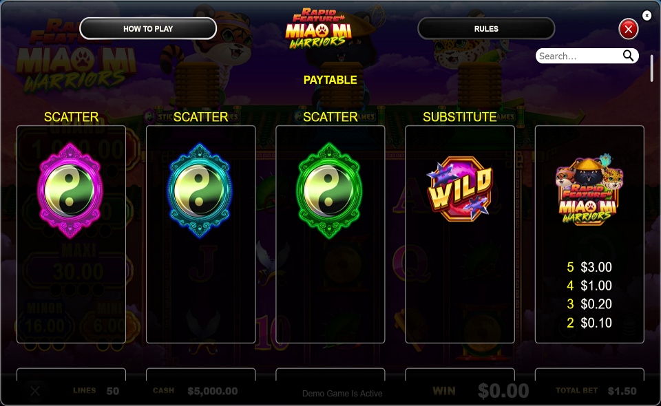 miao mi warriors paytable 1