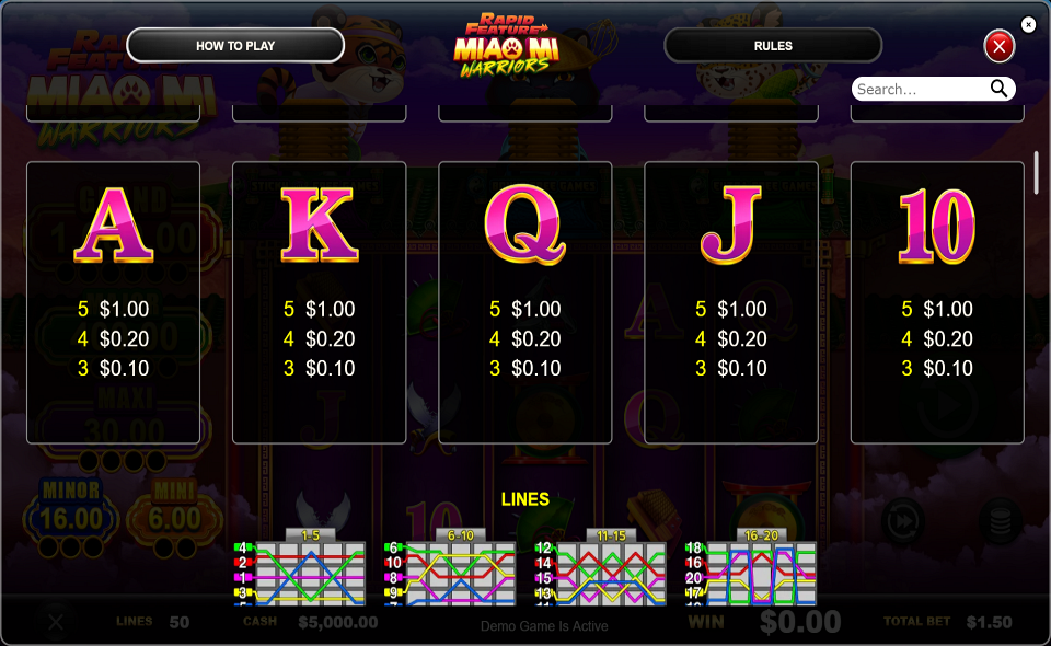 miao mi warriors paytable 3