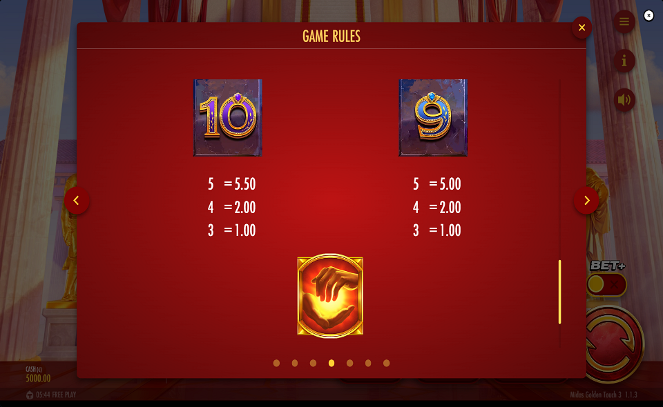 midas golden touch 3 paytable 6