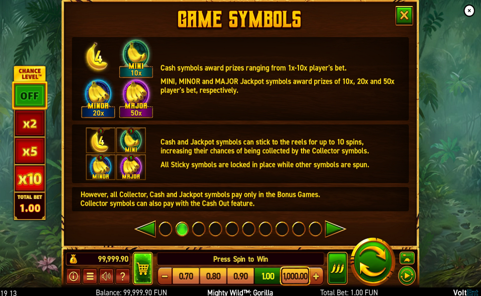 mighty wild gorilla paytable 2