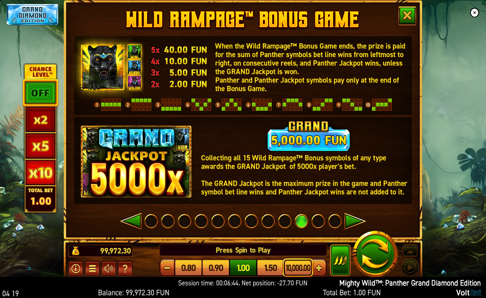 mighty wild panther grand diamond edition paytable