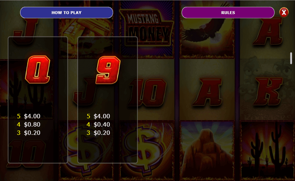 mustang money rr paytable4