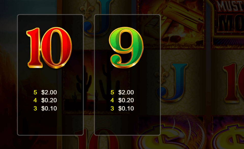 mustang money super paytable 5