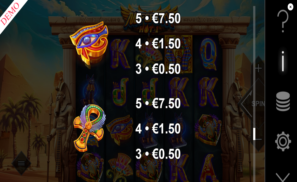 nefertiti hot 1 paytable 2