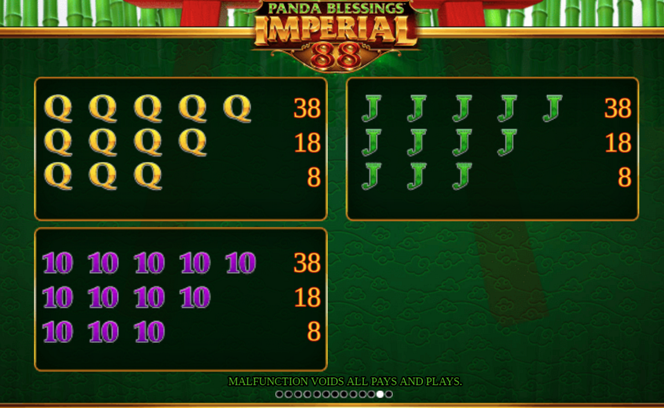 panda blessings paytable 3