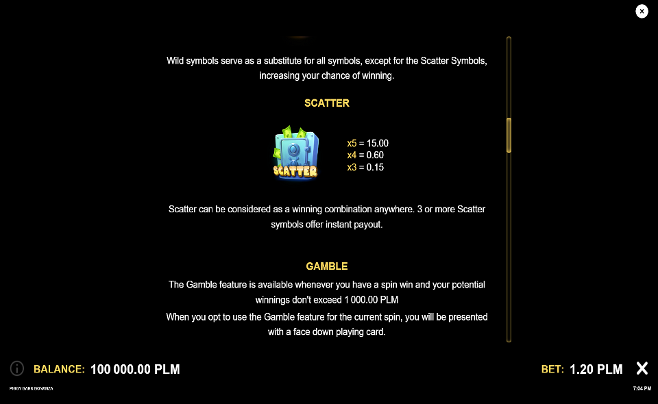 piggy bank bonanza paytable 3