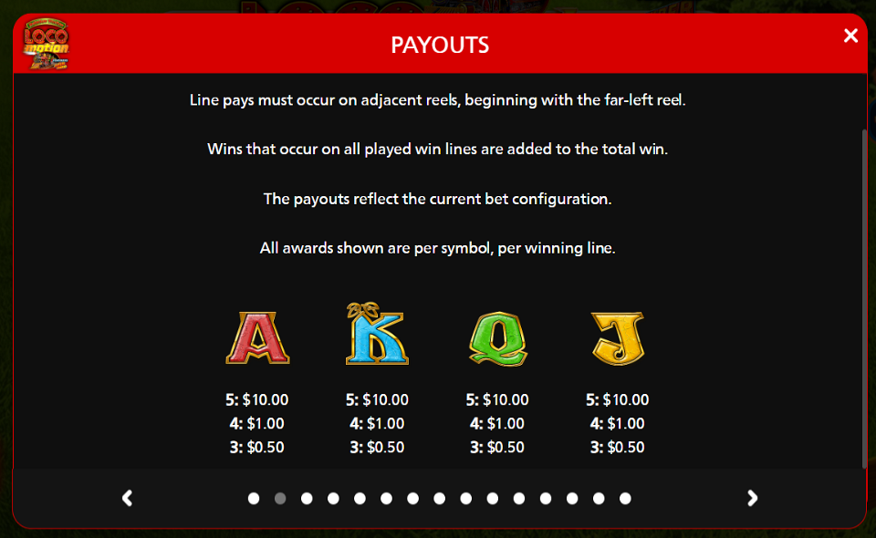 rainbow riches locomotion paytable 2