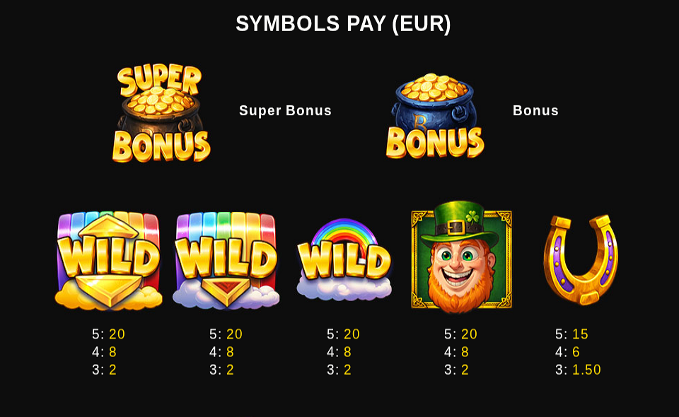 rainbow rush paytable 1
